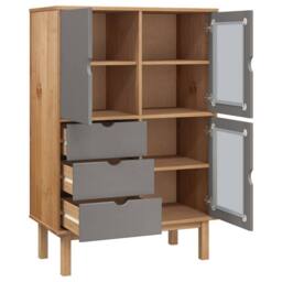 Berkfield Home Highboard OTTA Brown & Grey 85x43x125 cm Solid Wood Pine - Size: 85 x 43 x 125 cm - thumbnail 4