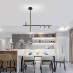 NIVOR 30W Black Gold Dimmable LED Pendant Light 5 Spotlights Hanging Lamp - thumbnail 7