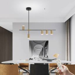 NIVOR 30W Black Gold Dimmable LED Pendant Light 5 Spotlights Hanging Lamp - thumbnail 1