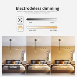 NIVOR 30W Black Gold Dimmable LED Pendant Light 5 Spotlights Hanging Lamp - thumbnail 6