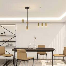 NIVOR 30W Black Gold Dimmable LED Pendant Light 5 Spotlights Hanging Lamp - thumbnail 8