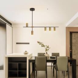 NIVOR 30W Black Gold Dimmable LED Pendant Light 5 Spotlights Hanging Lamp - thumbnail 9