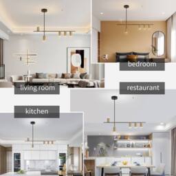 NIVOR 30W Black Gold Dimmable LED Pendant Light 5 Spotlights Hanging Lamp - thumbnail 5