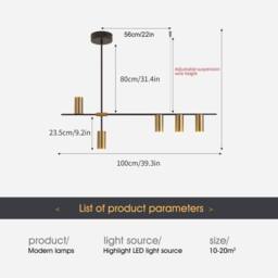 NIVOR 30W Black Gold Dimmable LED Pendant Light 5 Spotlights Hanging Lamp - thumbnail 2