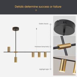 NIVOR 30W Black Gold Dimmable LED Pendant Light 5 Spotlights Hanging Lamp - thumbnail 4