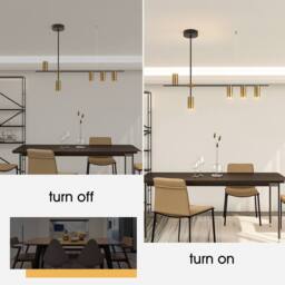 NIVOR 30W Black Gold Dimmable LED Pendant Light 5 Spotlights Hanging Lamp - thumbnail 3