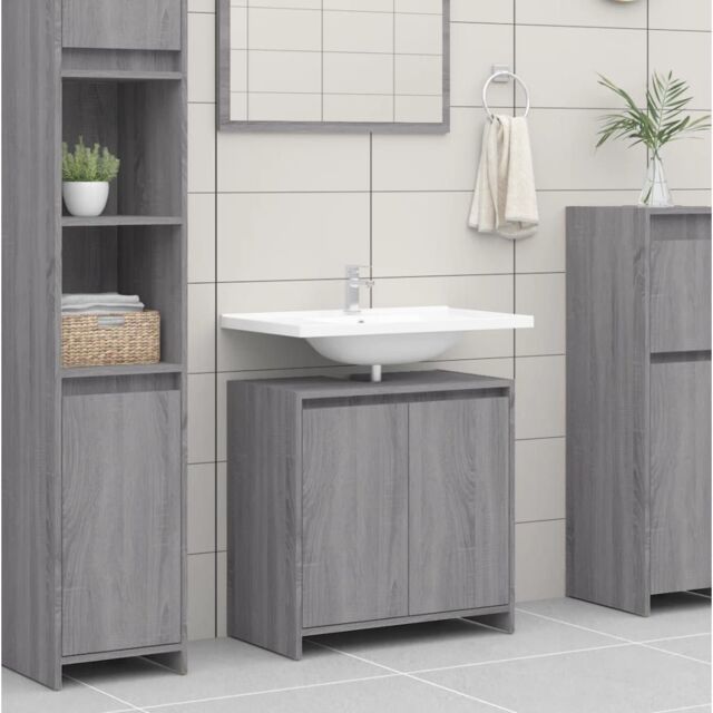 Berkfield Home Bathroom Cabinet Grey Sonoma 60x33x61 cm Engineered Wood - Size: 60 x 33 x 61 cm - image 1