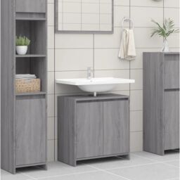 Berkfield Home Bathroom Cabinet Grey Sonoma 60x33x61 cm Engineered Wood - Size: 60 x 33 x 61 cm