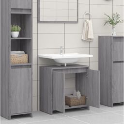 Berkfield Home Bathroom Cabinet Grey Sonoma 60x33x61 cm Engineered Wood - Size: 60 x 33 x 61 cm - thumbnail 3
