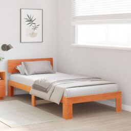 Berkfield Home Bed Frame with Headboard Wax Brown 90x190 cm Solid Pine Wood - thumbnail 5