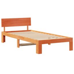 Berkfield Home Bed Frame with Headboard Wax Brown 90x190 cm Solid Pine Wood - thumbnail 2