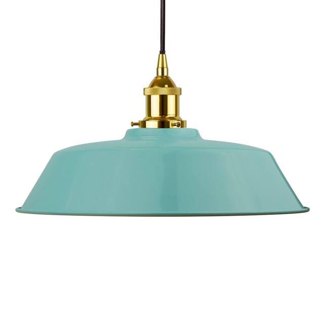 SE Home Duck Egg Blue Chancery Pendant Light - Gold - Black Round - image 1