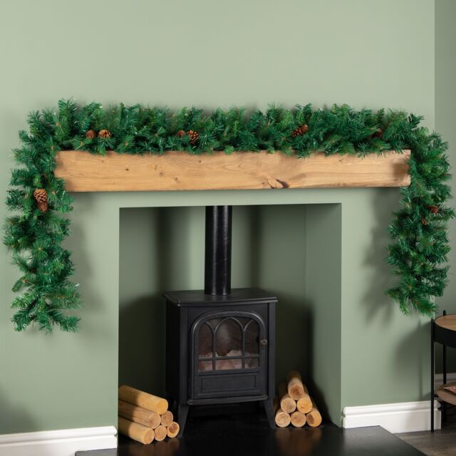 Samuel Alexander 2.7m Green Christmas Garland with Pine Cones & Mixed Needles - image 1