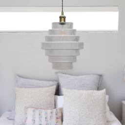 First Choice Lighting Set of 2 Benson - 7 Tier Glass & Antique Brass Ceiling Pendant Lights in Clear - thumbnail 4
