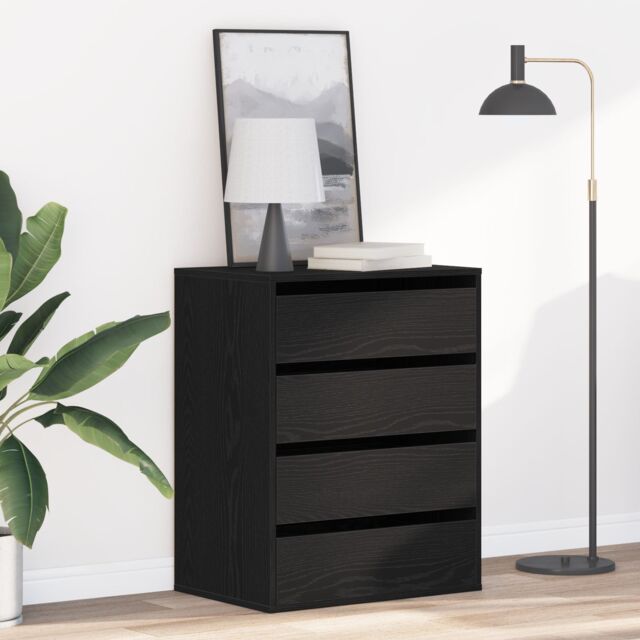 Berkfield Home Chest of Drawers Black Oak 60x41x76 cm Engineered Wood - Size: 60 x 41 x 76 cm - image 1