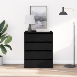 Berkfield Home Chest of Drawers Black Oak 60x41x76 cm Engineered Wood - Size: 60 x 41 x 76 cm - thumbnail 4