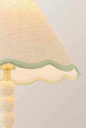 ValueLights Bobbin Colour Trim Linen Shade Cream Bobble Table Lamp in Pale Green - thumbnail 4