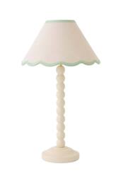 ValueLights Bobbin Colour Trim Linen Shade Cream Bobble Table Lamp in Pale Green - thumbnail 6