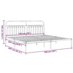 Berkfield Home Metal Bed Frame without Mattress with Headboard White 193x203cm - Size: 193x203 cm - thumbnail 8