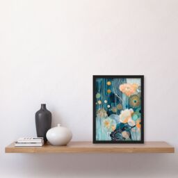 Artery8 Abstract Ocean Flower Garden Artwork Floral Sea Framed Art Print in Blue - Size: A4 - thumbnail 4