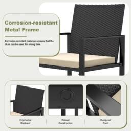 Gartistgo 4 Piece Rattan Garden Furniture Set Sofa Chairs Table Patio in Black - thumbnail 4