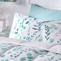 OHS Floral Coverless 10.5 TOG Duvet Set Pillowcase Quilted Cover in Light Green - Size: Single - thumbnail 4