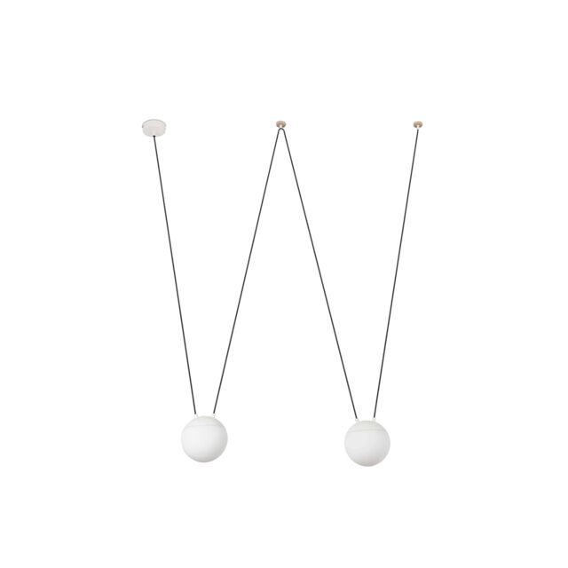Netlighting Mine 2 Light Ceiling Pendant White Wood E27 - image 1