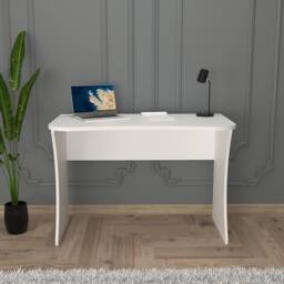BIMOSSA Compact Desk 110cm, Modern Home Office Desk for Bedroom, Space Saving Computer Desk for Small Spaces, Wooden Workstation Table for Laptop - thumbnail 3