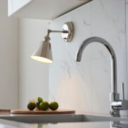 Loops Bright Nickel Wall Light Fitting - Satin White Inner Shade - Knurled Detailing in Metallics - thumbnail 5