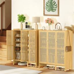 KORVIXA 20Pairs Shoe Storage Cabinet Rack Freestanding Shoe Organiser Stand in Natural - Size: 100 cm x 100 cm - thumbnail 3