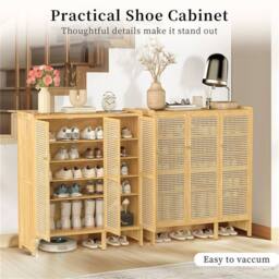 KORVIXA 20Pairs Shoe Storage Cabinet Rack Freestanding Shoe Organiser Stand in Natural - Size: 100 cm x 100 cm - thumbnail 5