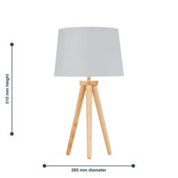 First Choice Lighting Voyage - Light Oak Table Lamp Bedside Light with White & Silver Shade in Brown - thumbnail 5