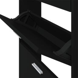 Berkfield Home Shoe Cabinet Black 59x17x150 cm Engineered Wood - Size: 59 x 17 x 150 cm - thumbnail 8