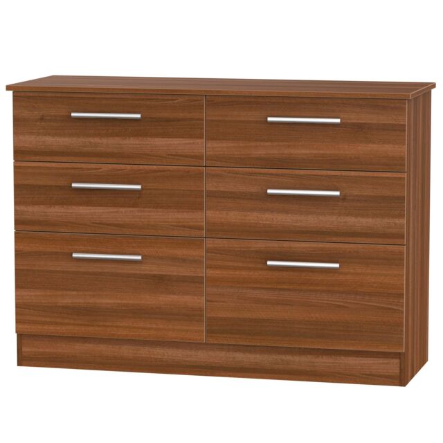 Ready Assembled 2 U Trent 6 Drawer Wide Chest (Ready Assembled) in Walnut