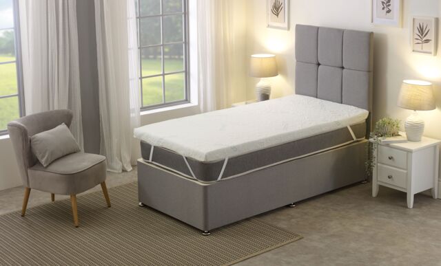 Starlight Beds Iced Cooling Memory Foam Mattress Topper Removable Cover 1 Inch Depth in White - Size: Super King - image 1