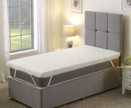 Starlight Beds Iced Cooling Memory Foam Mattress Topper Removable Cover 1 Inch Depth in White - Size: Super King - thumbnail 2
