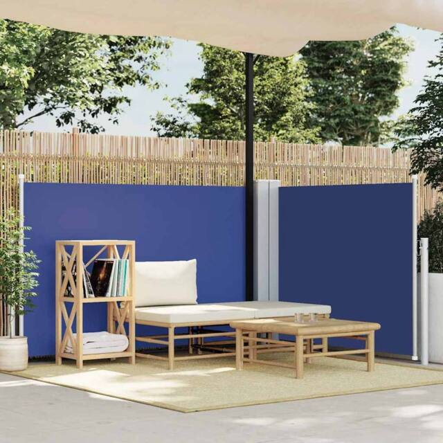 Berkfield Home Retractable Side Awning Blue 120x1000 cm - image 1
