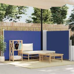 Berkfield Home Retractable Side Awning Blue 120x1000 cm - thumbnail 1