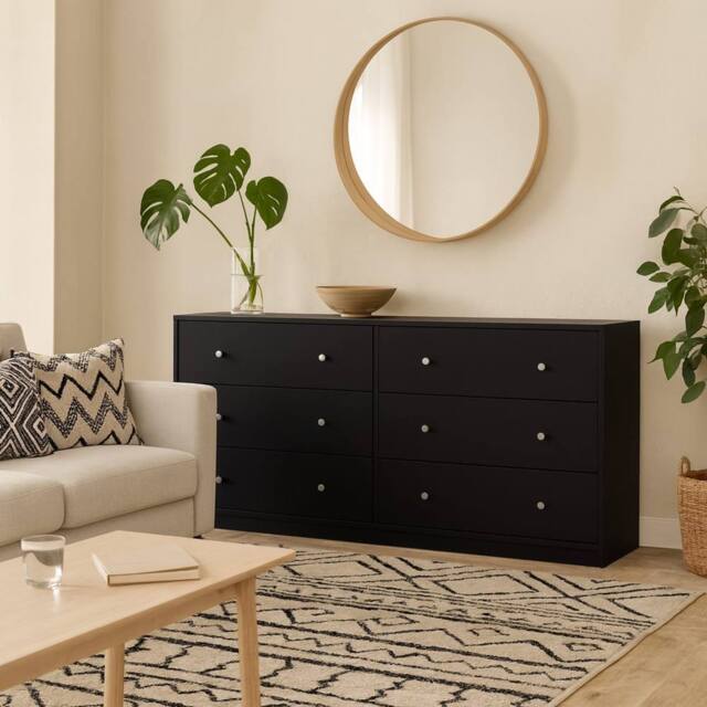 Wyld Haus Tainan Black Wide Chest 6 Drawers - image 1