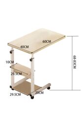 Living and Home Height Adjustable Mobile Table Overbed Desk with Wheels in Beige - thumbnail 8