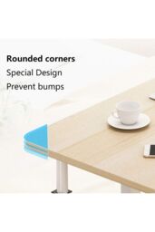 Living and Home Height Adjustable Mobile Table Overbed Desk with Wheels in Beige - thumbnail 3