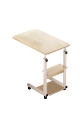 Living and Home Height Adjustable Mobile Table Overbed Desk with Wheels in Beige - thumbnail 7