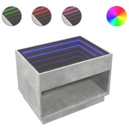 Berkfield Home Decorative Coffee Table with Infinity LED Concrete Grey 70x50x50 cm - Size: 70 x 50 x 50 cm - thumbnail 3