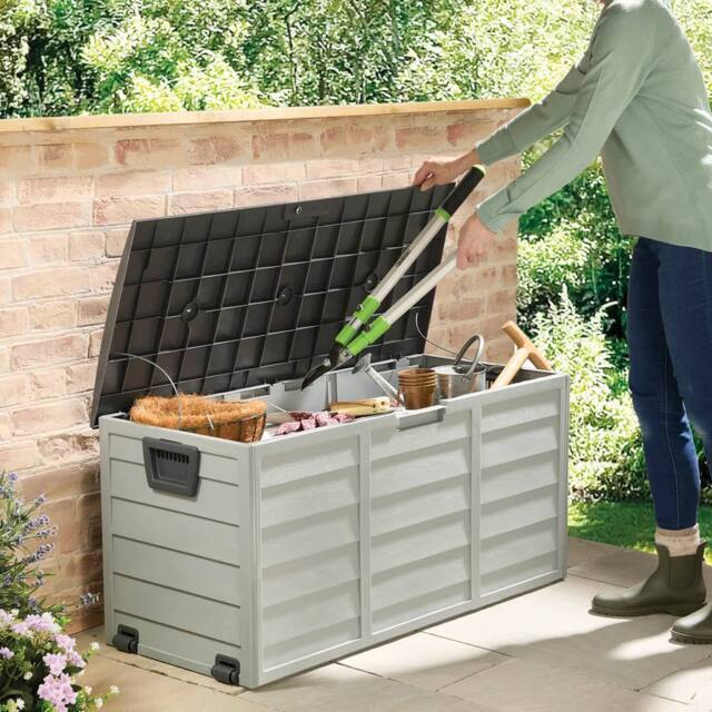 Gainsborough Weatherproof Garden Storage Box with Lift-Up Lid & Wheels - image 1
