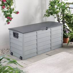 Gainsborough Weatherproof Garden Storage Box with Lift-Up Lid & Wheels - thumbnail 2