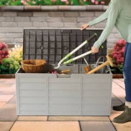 Gainsborough Weatherproof Garden Storage Box with Lift-Up Lid & Wheels - thumbnail 3