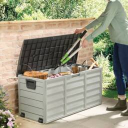 Gainsborough Weatherproof Garden Storage Box with Lift-Up Lid & Wheels - thumbnail 1