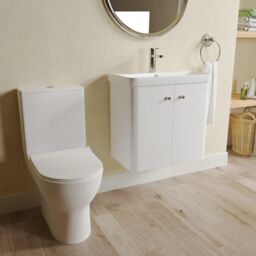 Balterley Wall Hung 2 Door Bathroom Vanity Unit, Tap & Toilet Pack, White, 579mm in White - thumbnail 4