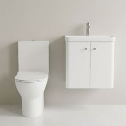 Balterley Wall Hung 2 Door Bathroom Vanity Unit, Tap & Toilet Pack, White, 579mm in White - thumbnail 8