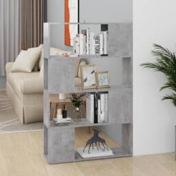 Berkfield Home Classic Book Cabinet Room Divider Concrete Grey 80x24x124.5cm Eng - Size: 80x24x124.5 cm - thumbnail 2